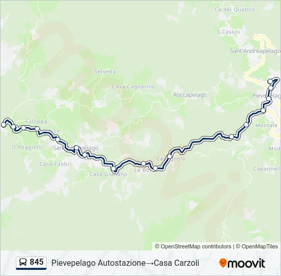 845 Bus Line Map