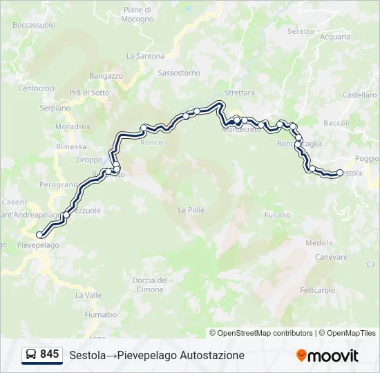 845 Bus Line Map