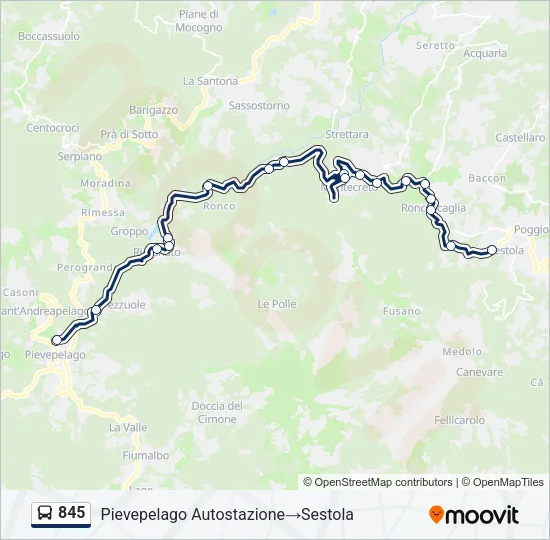 845 Bus Line Map
