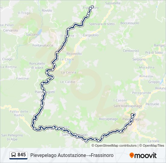 Percorso linea bus 845