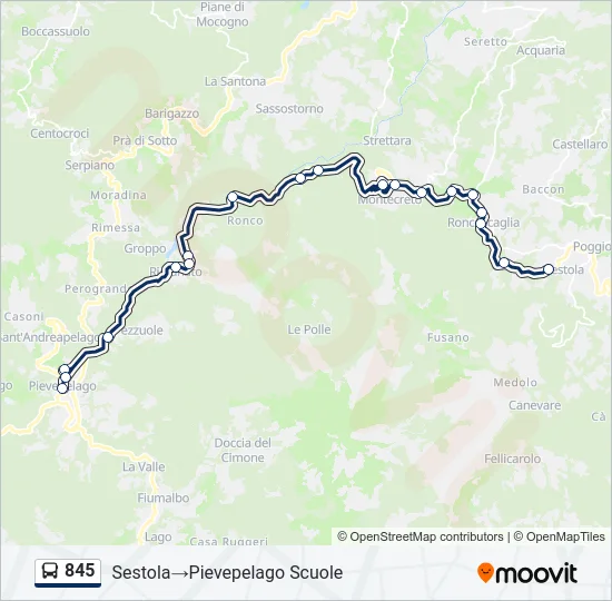 845 Bus Line Map
