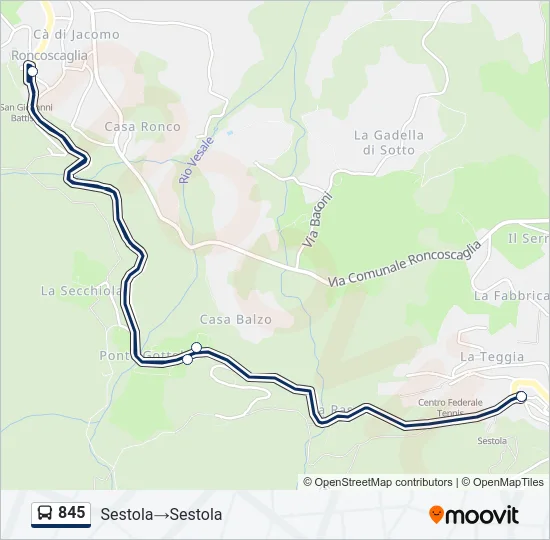 845 Bus Line Map