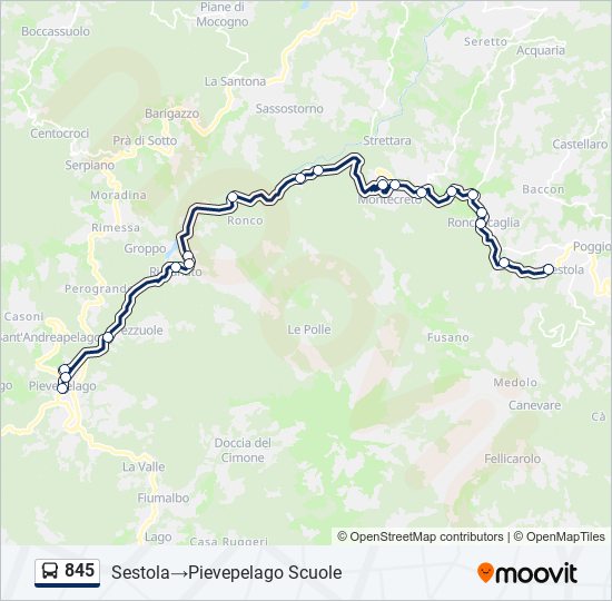 845 bus Line Map