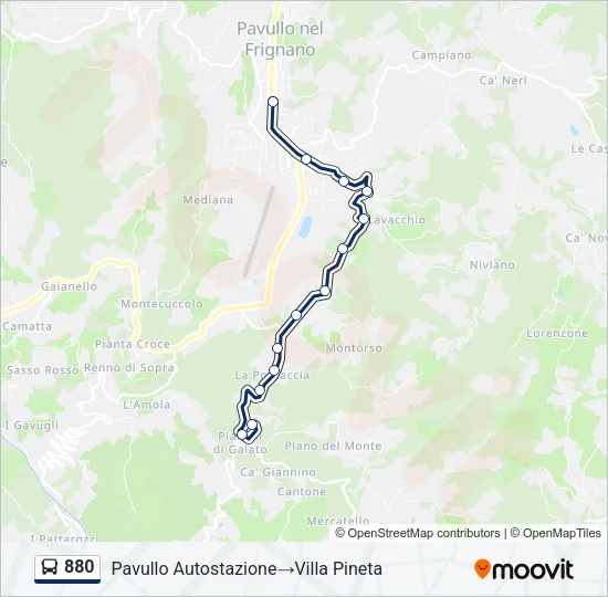 880 Bus Line Map