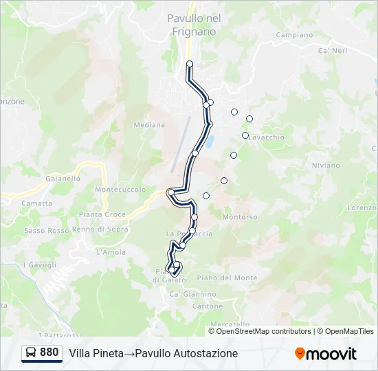 880 Bus Line Map