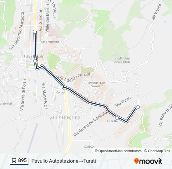 895 Bus Line Map