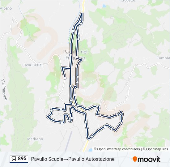 Percorso linea bus 895