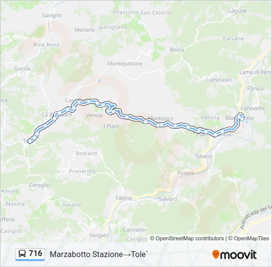 Percorso linea bus 716