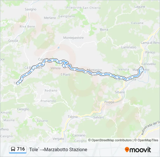 Percorso linea bus 716