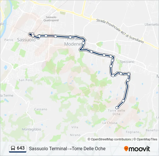 643 Bus Line Map