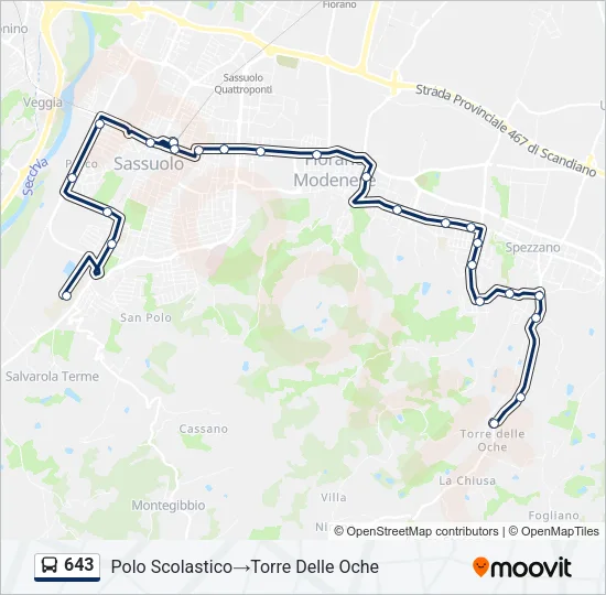 643 Bus Line Map