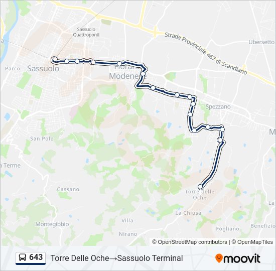 Percorso linea bus 643