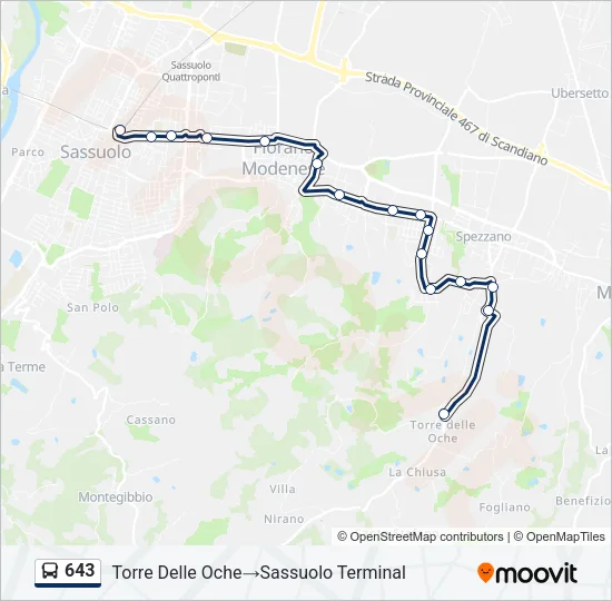 643 Bus Line Map