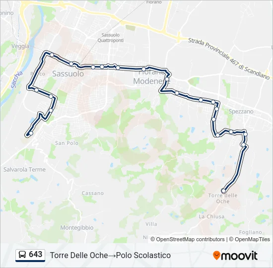 643 Bus Line Map