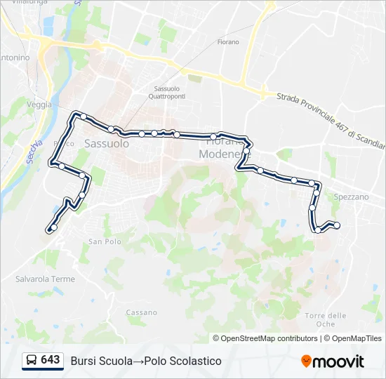 643 Bus Line Map