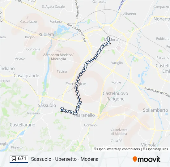 Percorso linea bus 671