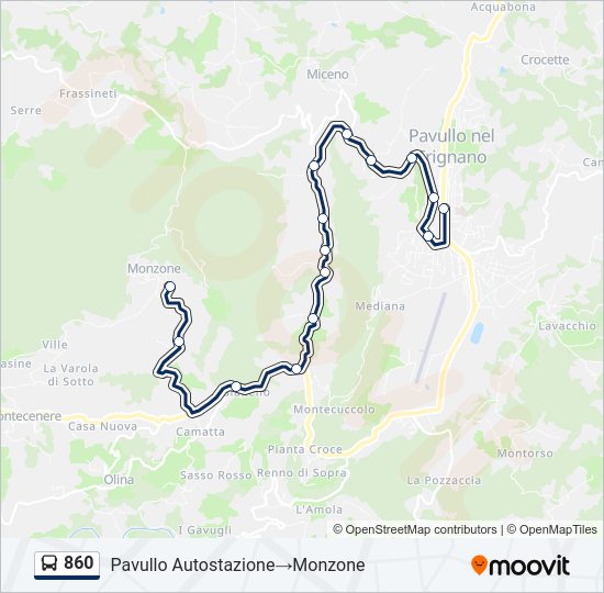 Percorso linea bus 860