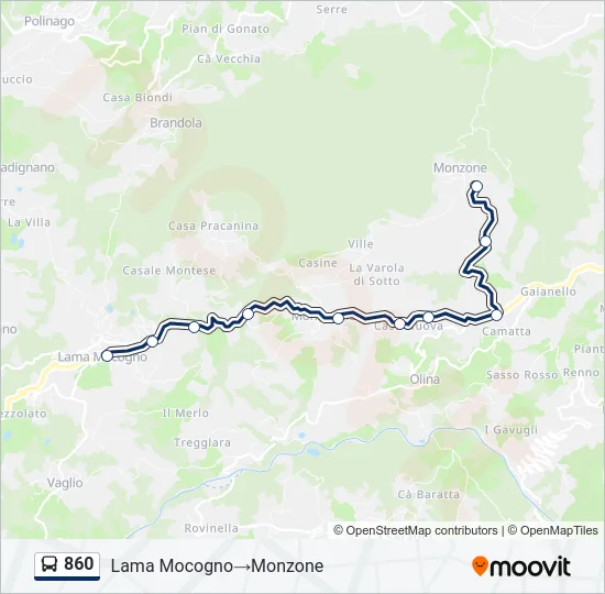 860 Bus Line Map