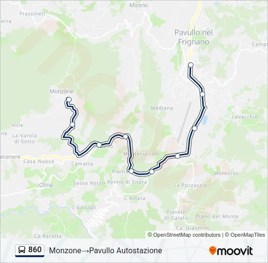 860 Bus Line Map