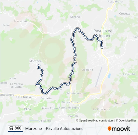 860 Bus Line Map