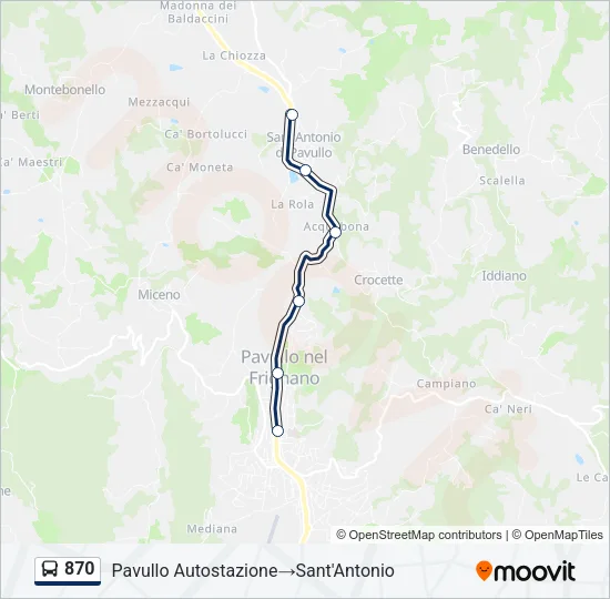 870 Bus Line Map