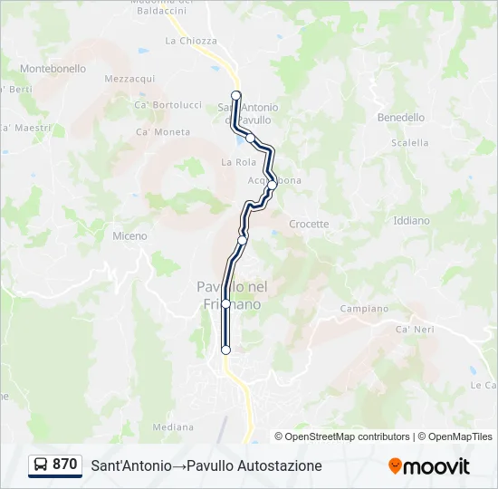 870 Bus Line Map