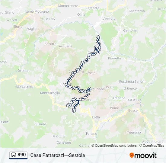 890 Bus Line Map