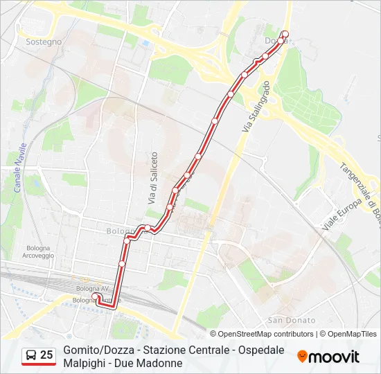 25 Bus Line Map