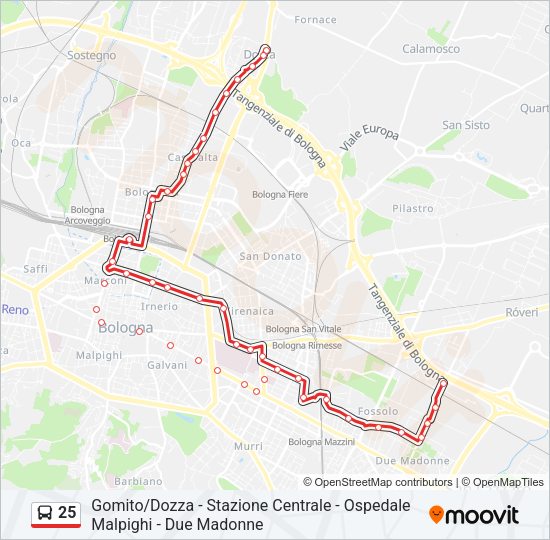 Percorso linea bus 25