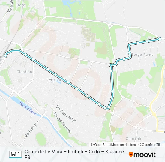 Percorso linea bus 1