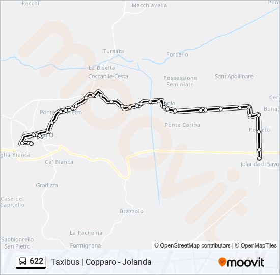 622 bus Line Map