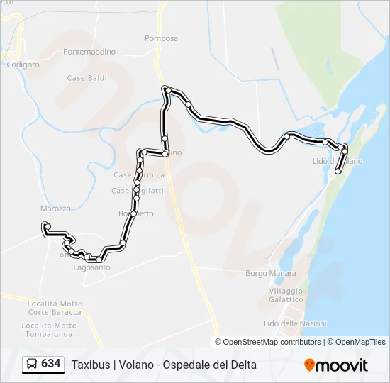 634 Bus Line Map