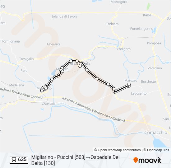 Percorso linea bus 635