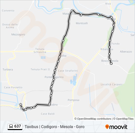 Percorso linea bus 637