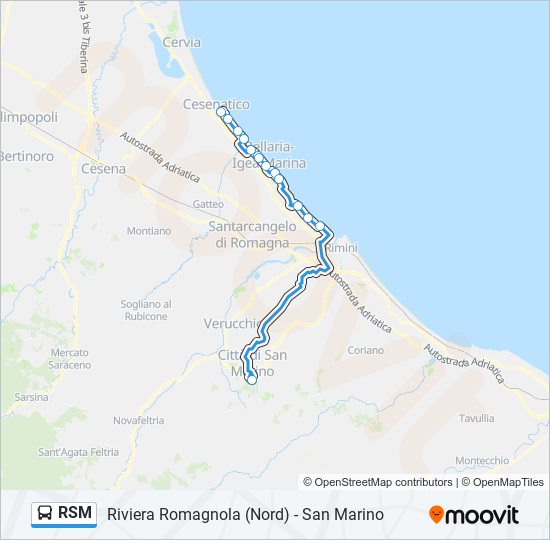 Percorso linea bus RSM