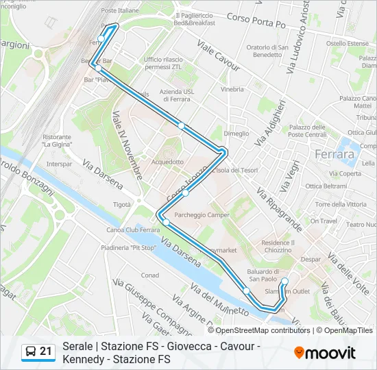21 Bus Line Map