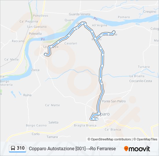 Percorso linea bus 310