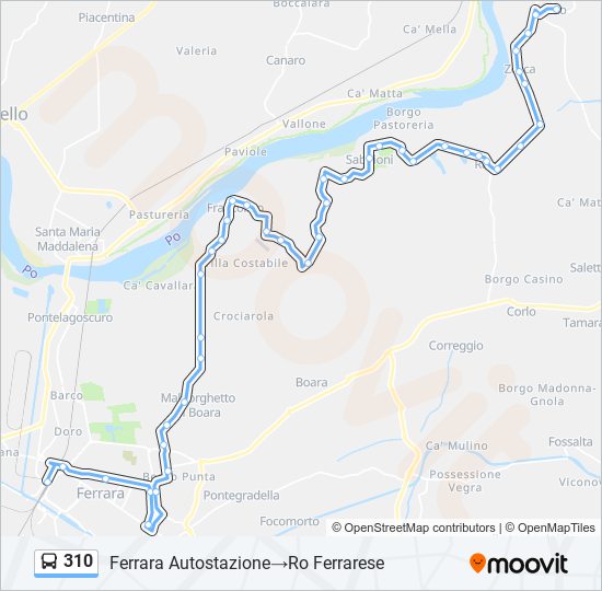 Percorso linea bus 310