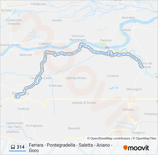 314 Bus Line Map