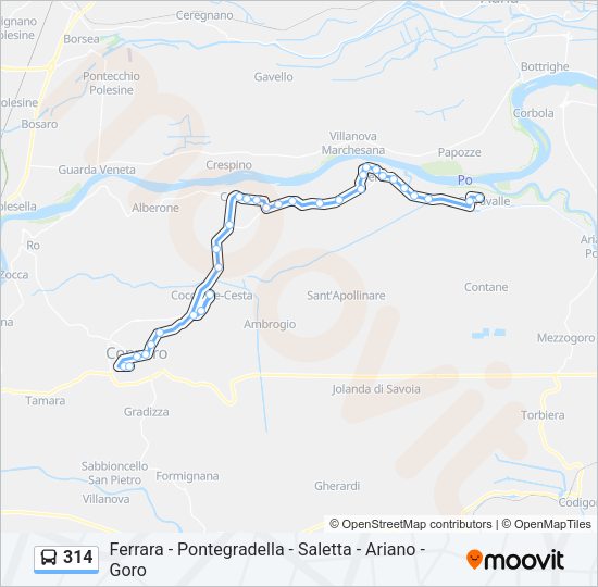 Percorso linea bus 314