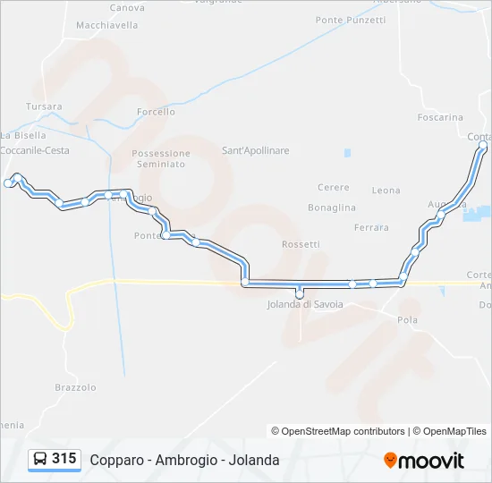 315 Bus Line Map