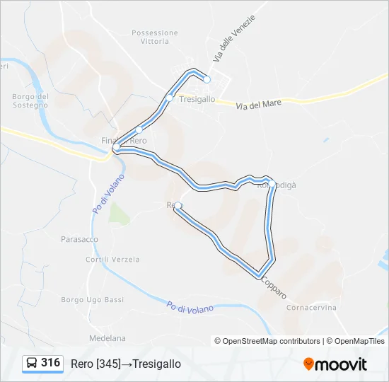 316 Bus Line Map