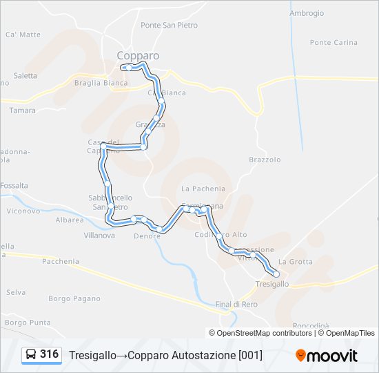 Percorso linea bus 316