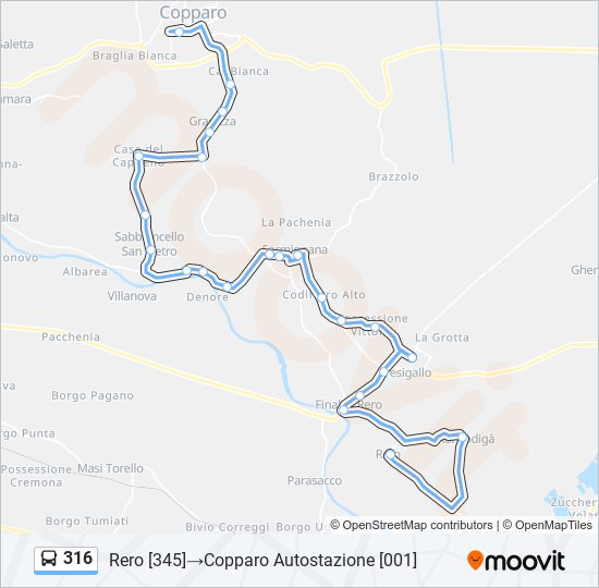 Percorso linea bus 316