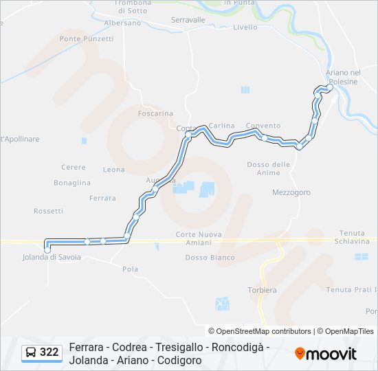 Percorso linea bus 322