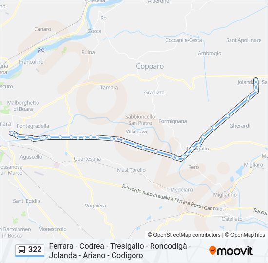 Percorso linea bus 322