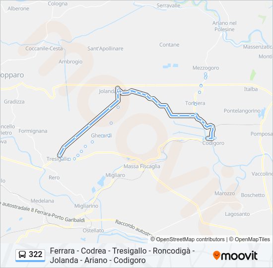 Percorso linea bus 322