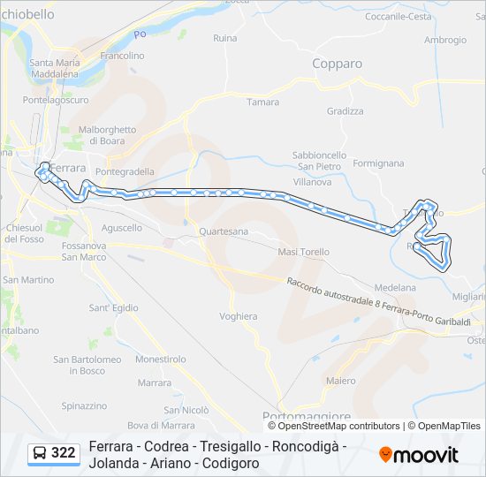 Percorso linea bus 322