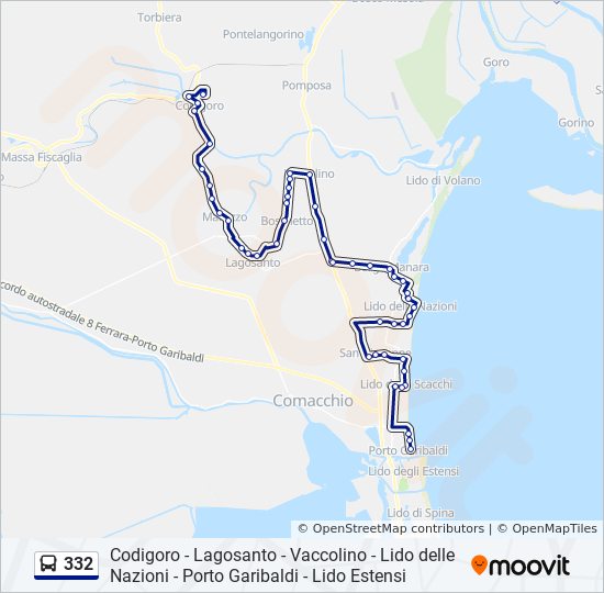 Percorso linea bus 332