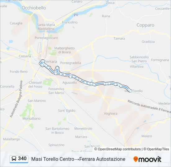 Percorso linea bus 340